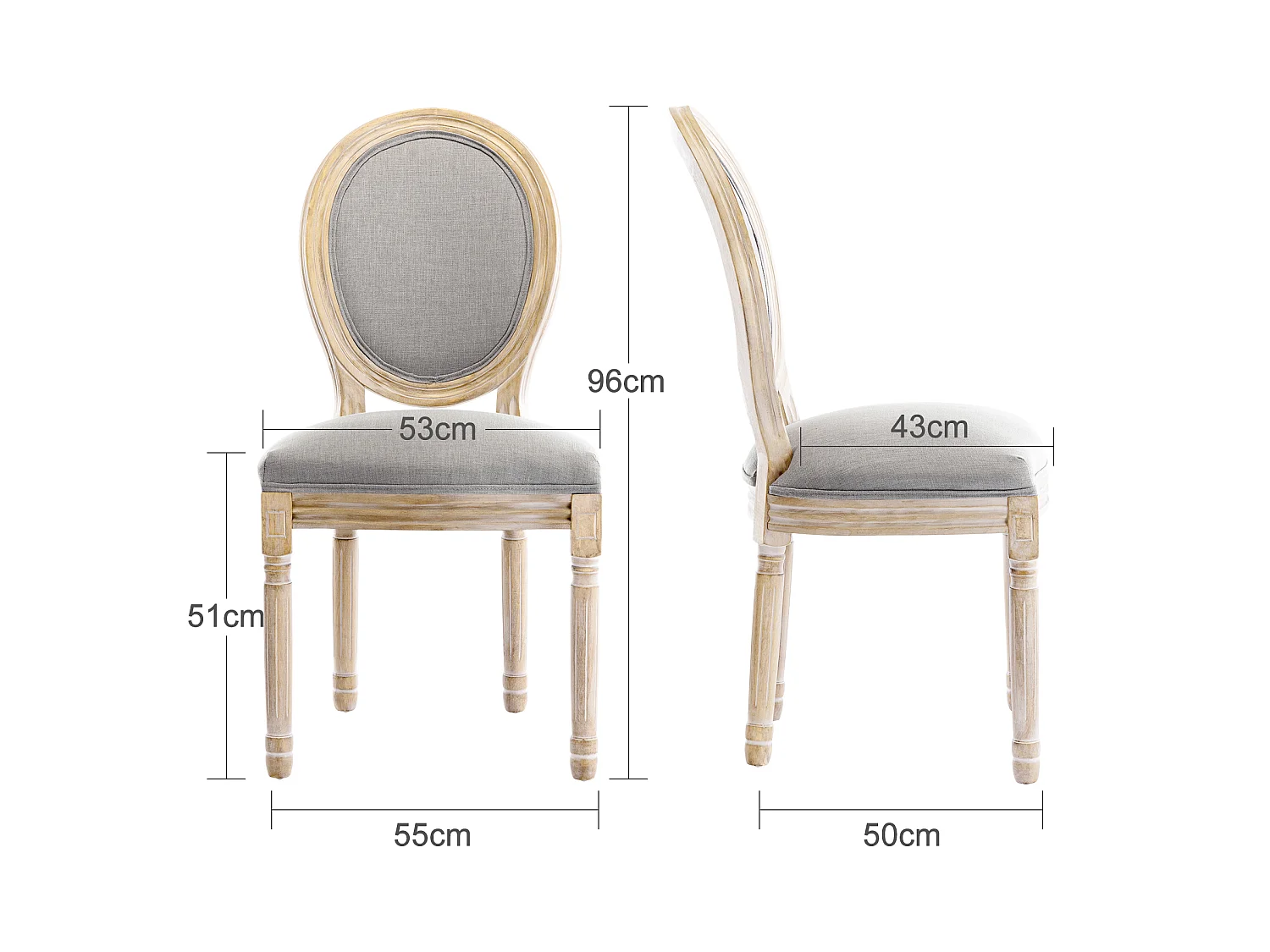 Silla de comedor barroca, sillas de comedor estilo rústico francés, silla barroca, silla tapizada, juego de 2 sillas de cocina de madera, color gris
