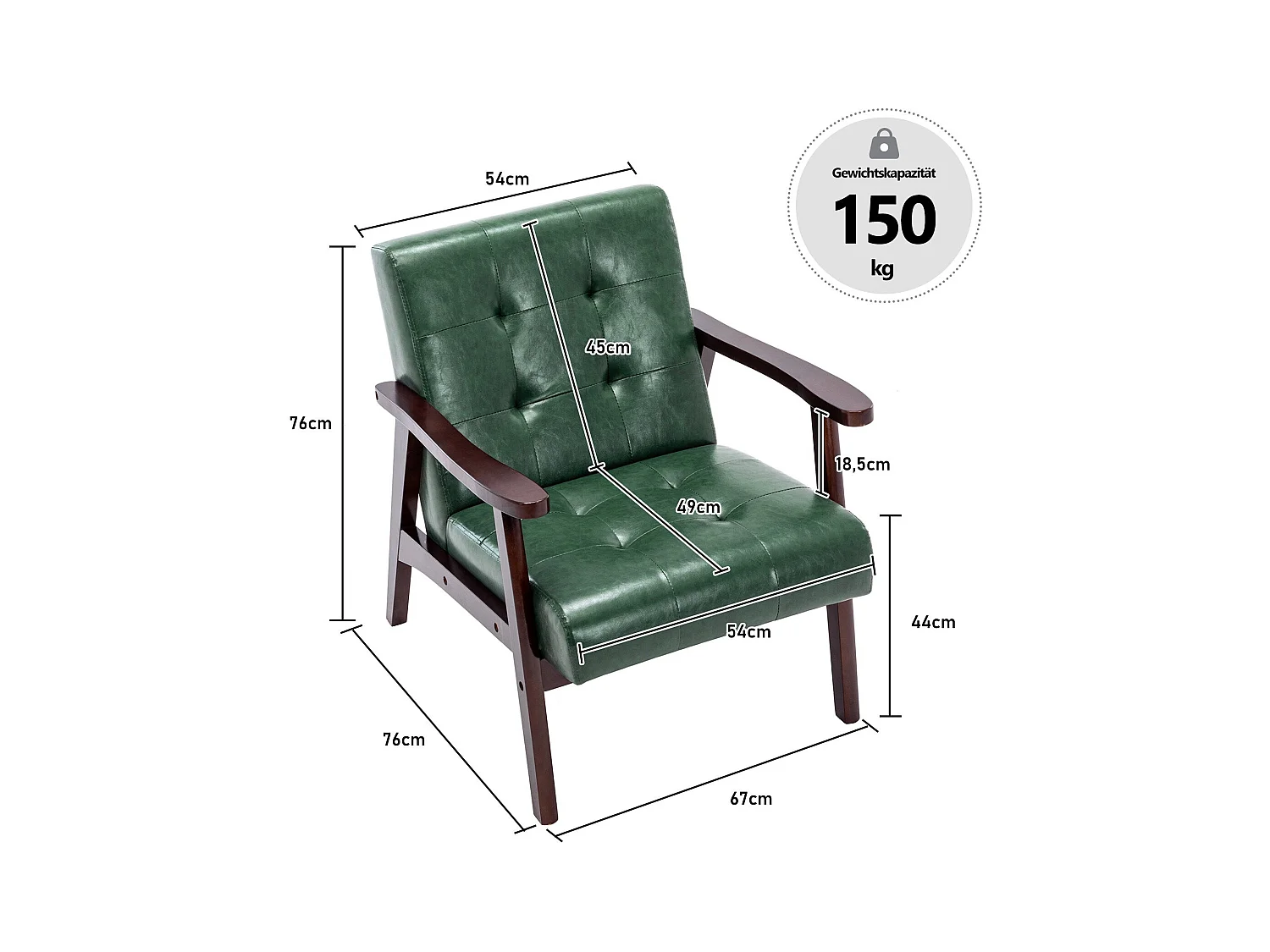 Silla de Madera con Brazos Fahlber - Sillón Relax para Interior/Exterior - Tapizado Beige Opcional