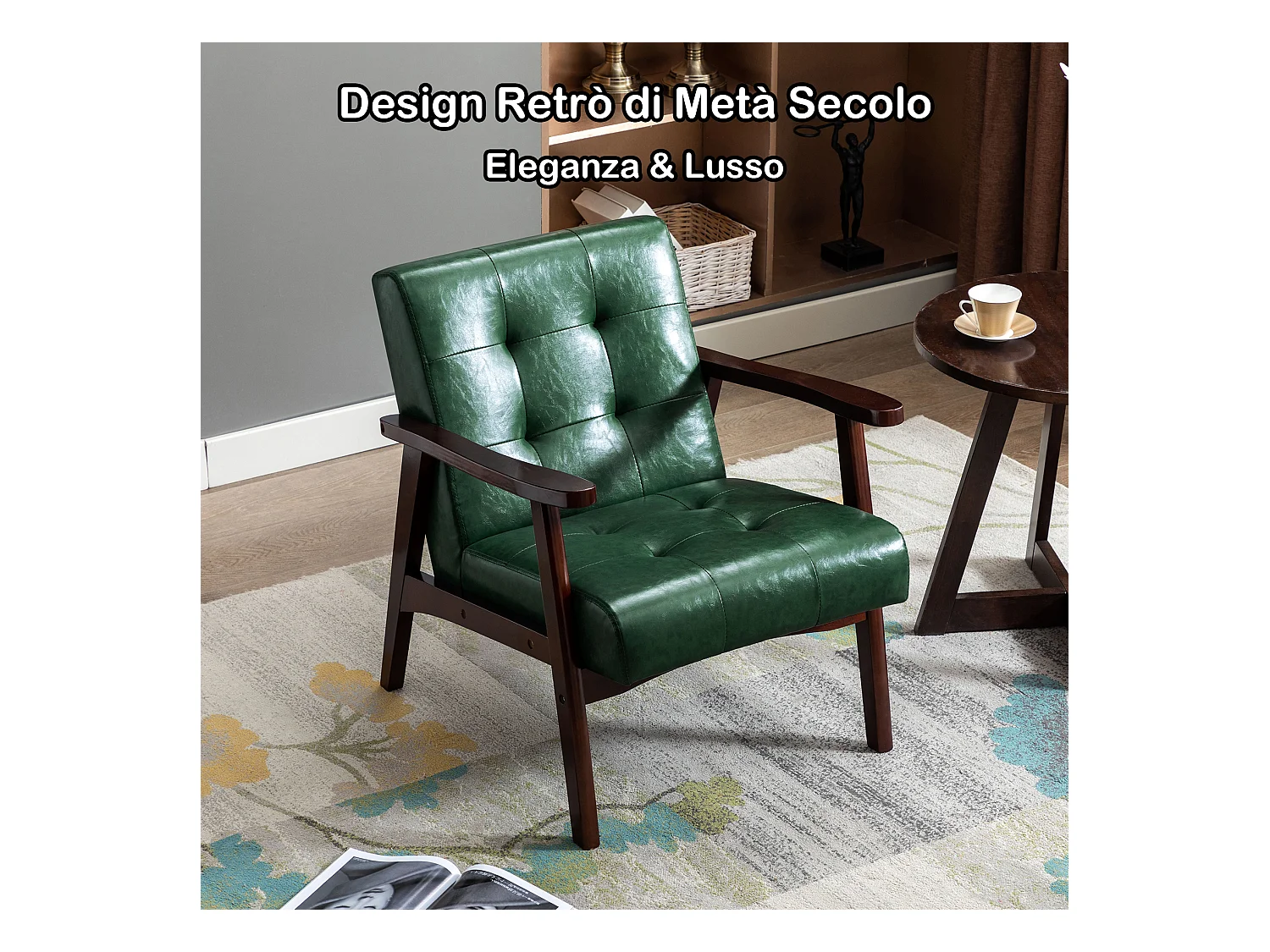 Silla de Madera con Brazos Fahlber - Sillón Relax para Interior/Exterior - Tapizado Beige Opcional