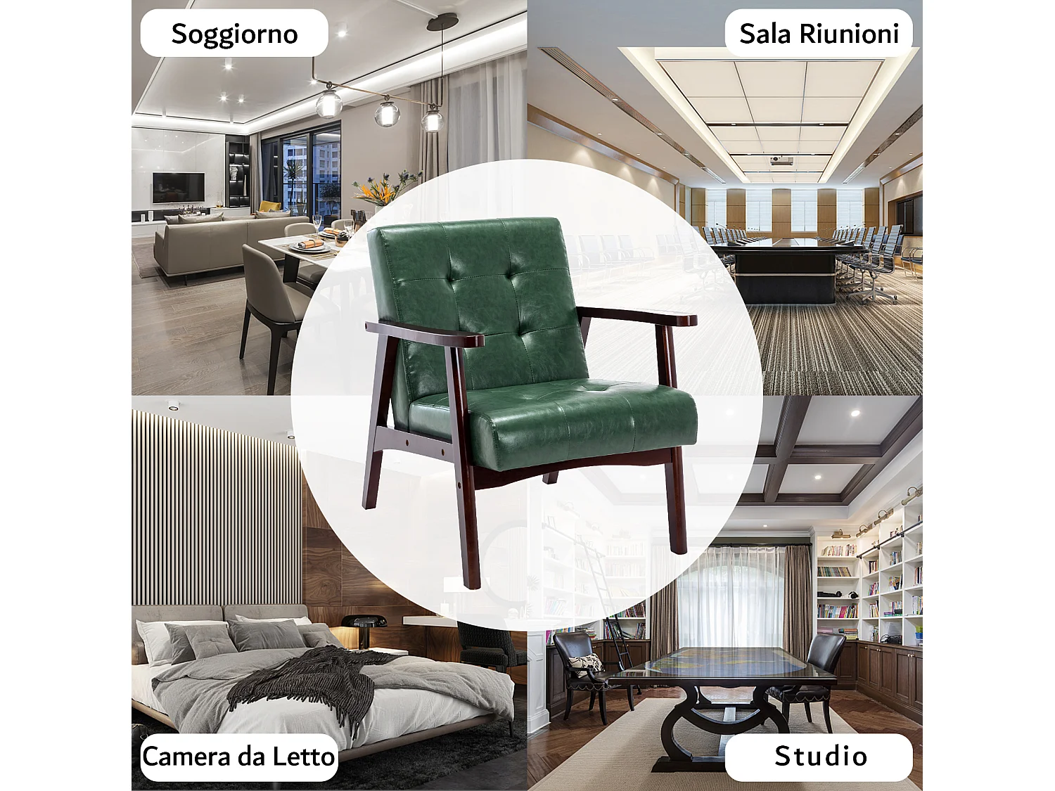 Silla de Madera con Brazos Fahlber - Sillón Relax para Interior/Exterior - Tapizado Beige Opcional