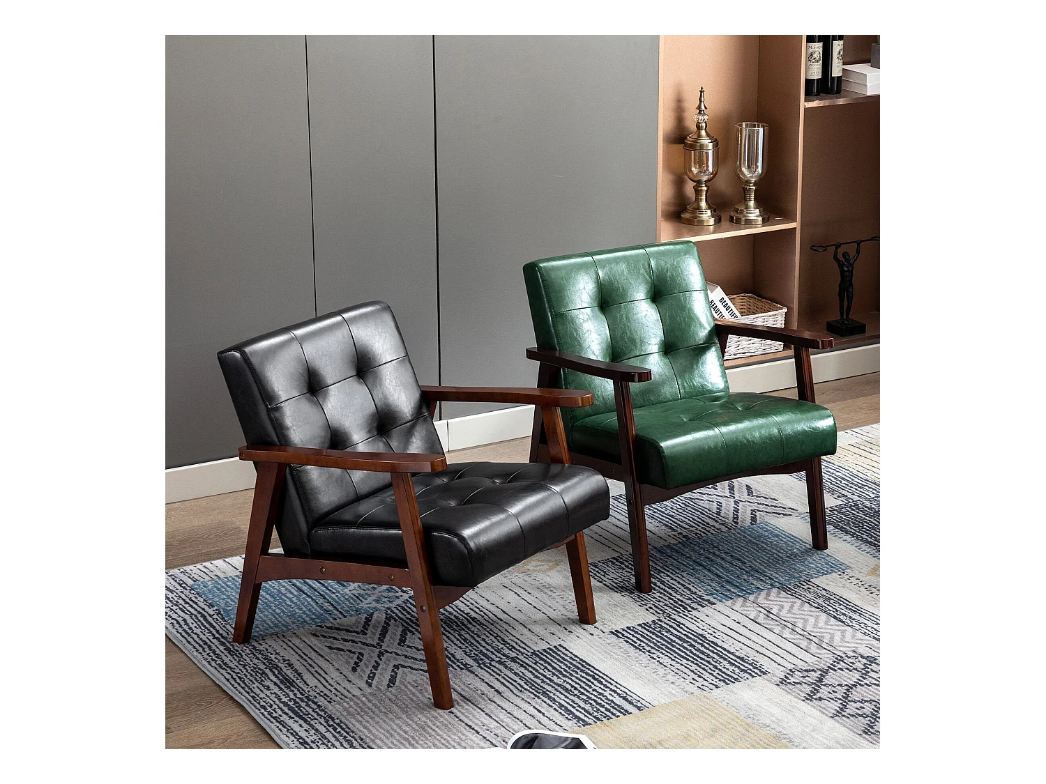 Silla de Madera con Brazos Fahlber - Sillón Relax para Interior/Exterior - Tapizado Beige Opcional