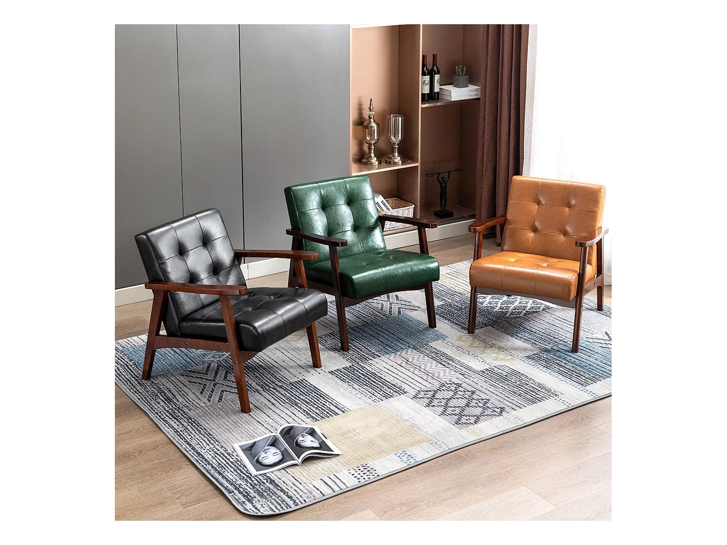 Silla de Madera con Brazos Fahlber - Sillón Relax para Interior/Exterior - Tapizado Beige Opcional