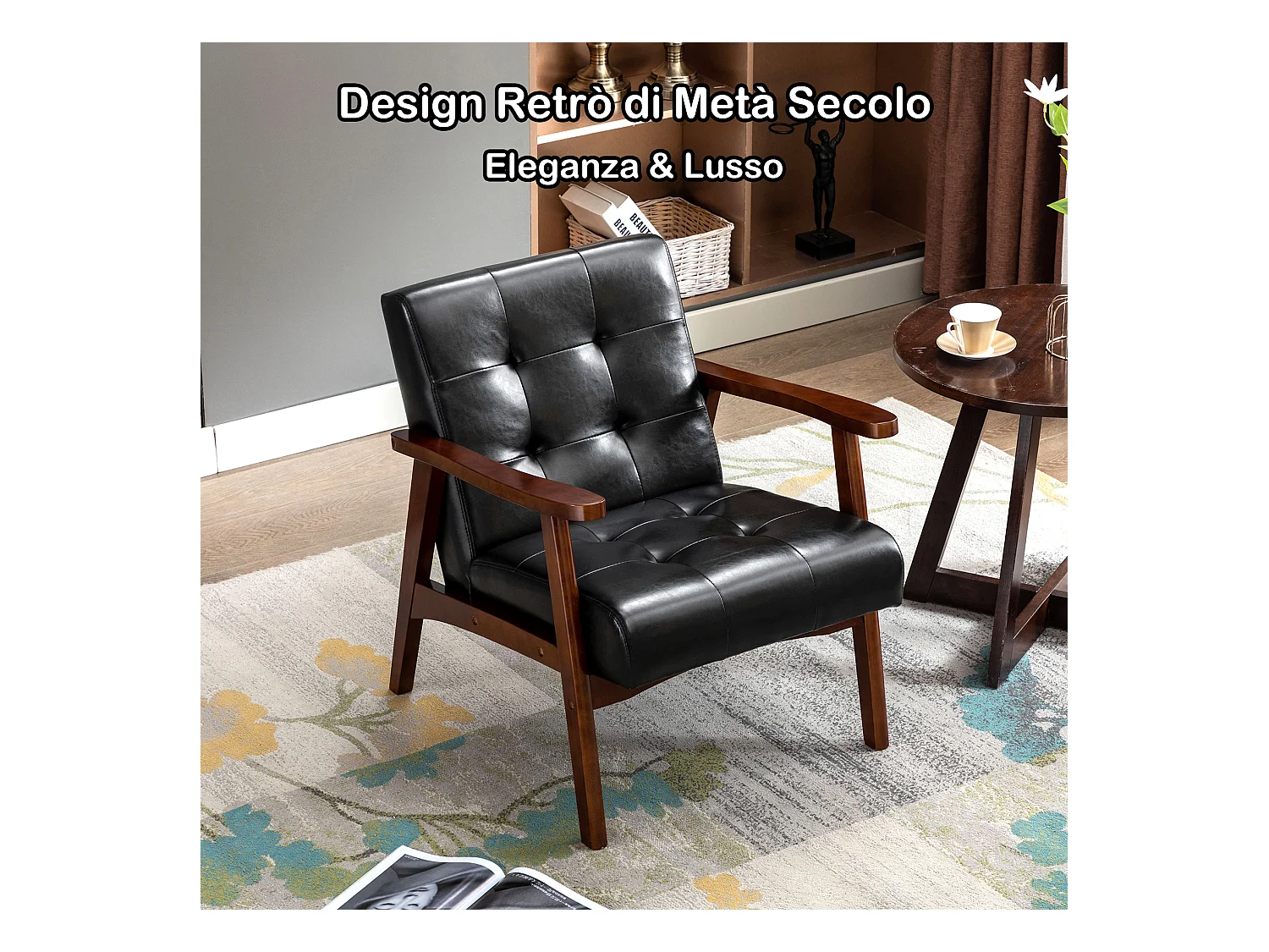 Silla de Madera con Brazos Fahlber - Sillón Relax para Interior/Exterior - Tapizado Beige Opcional