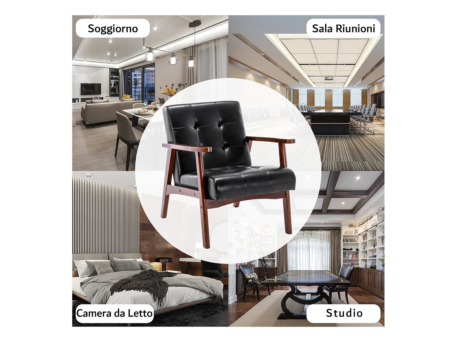 Silla de Madera con Brazos Fahlber - Sillón Relax para Interior/Exterior - Tapizado Beige Opcional