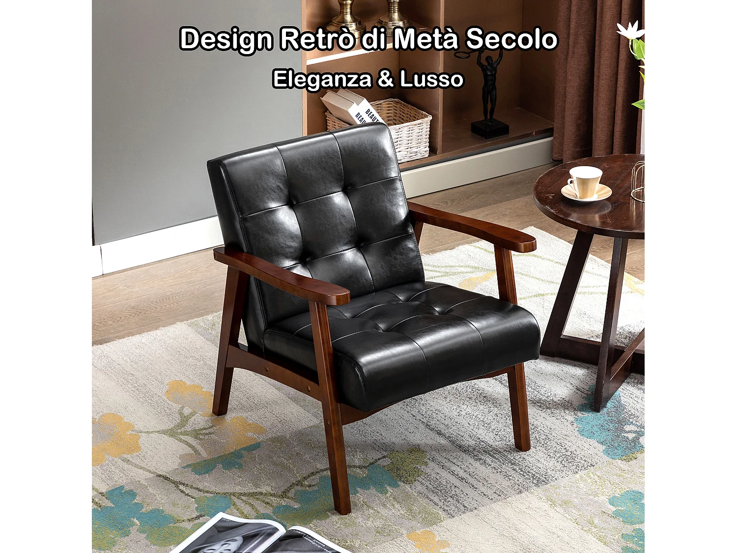 Silla de Madera con Brazos Fahlber - Sillón Relax para Interior/Exterior - Tapizado Beige Opcional