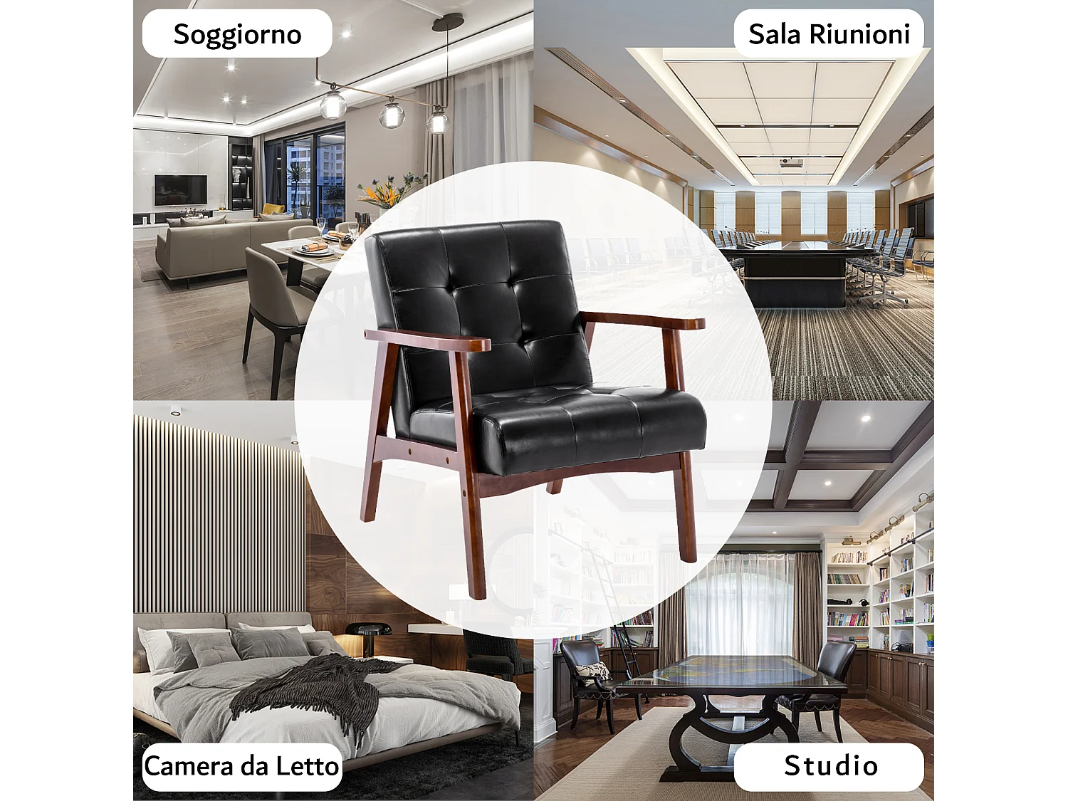 Silla de Madera con Brazos Fahlber - Sillón Relax para Interior/Exterior - Tapizado Beige Opcional