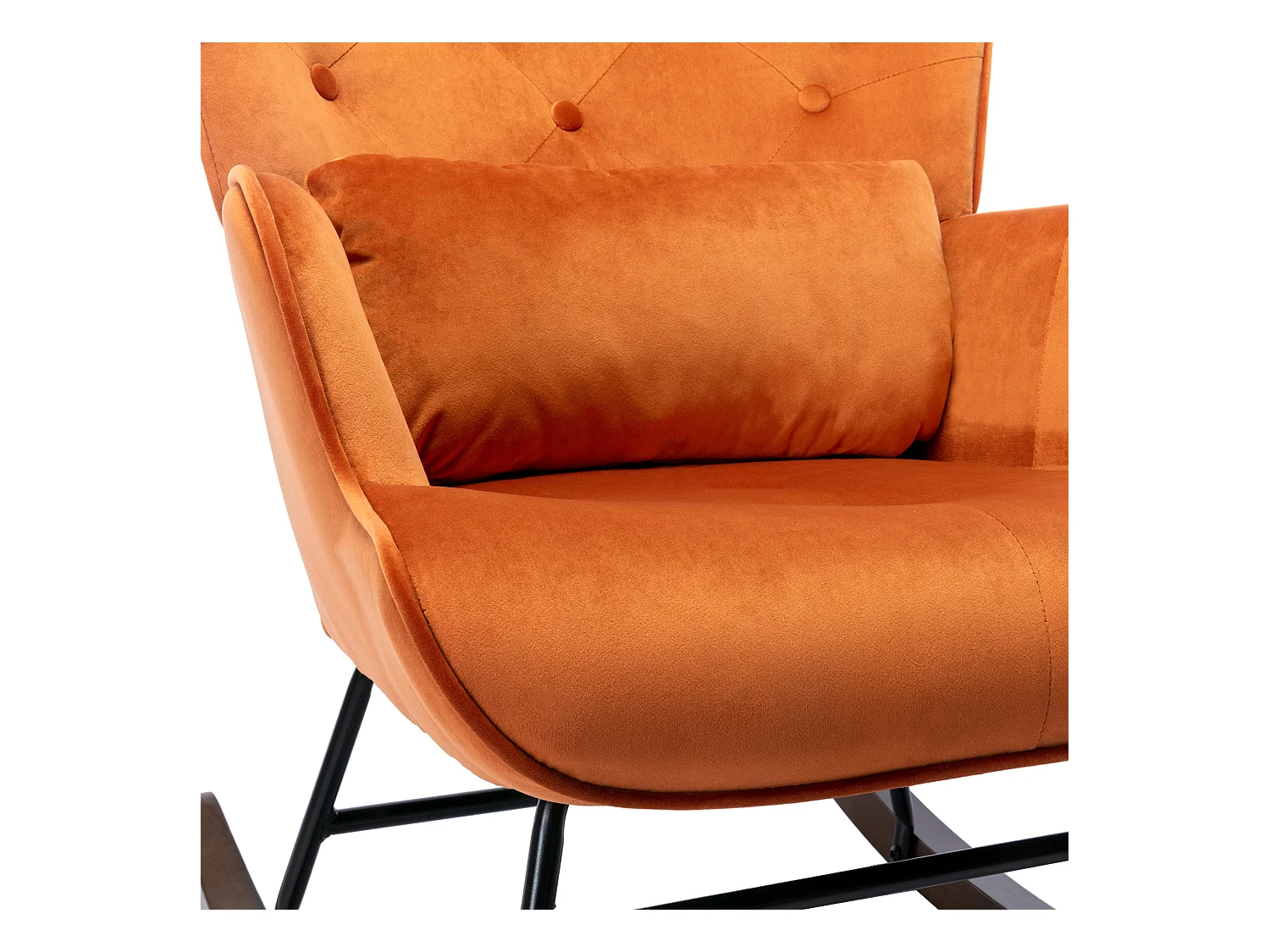 Mecedora Mecedora de Terciopelo con Estructura de Metal y Base de Madera, Silla tapizada para salón Sillón Retro Silla Color Caramelo