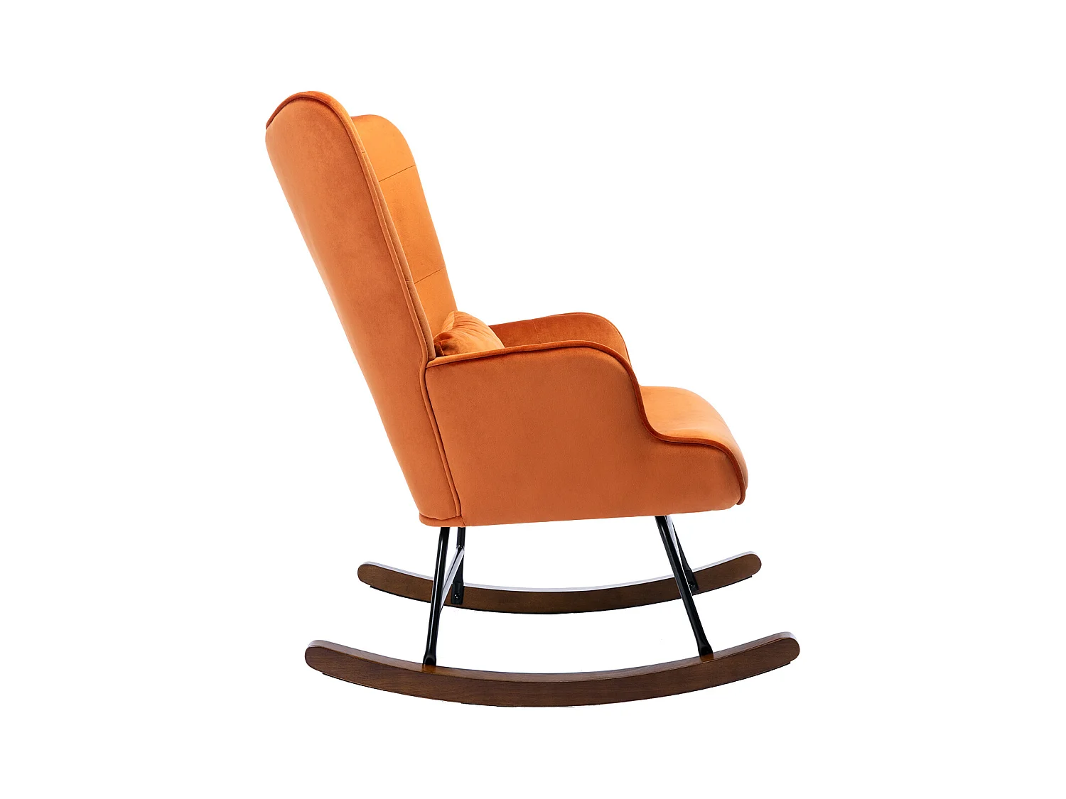Mecedora Mecedora de Terciopelo con Estructura de Metal y Base de Madera, Silla tapizada para salón Sillón Retro Silla Color Caramelo