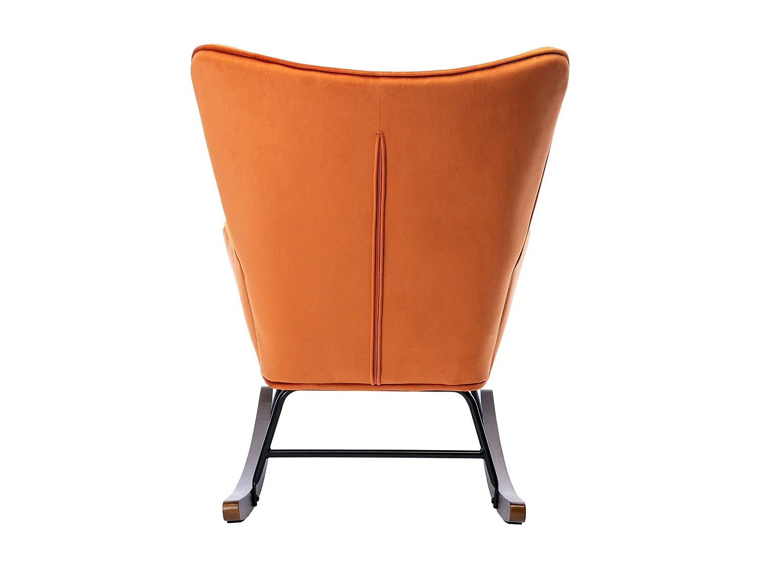 Schommelstoel, fluwelen schommelstoel met metalen frame en houten onderstel, gestoffeerde stoel voor de woonkamer, retro fauteuil, karamelkleurige stoel