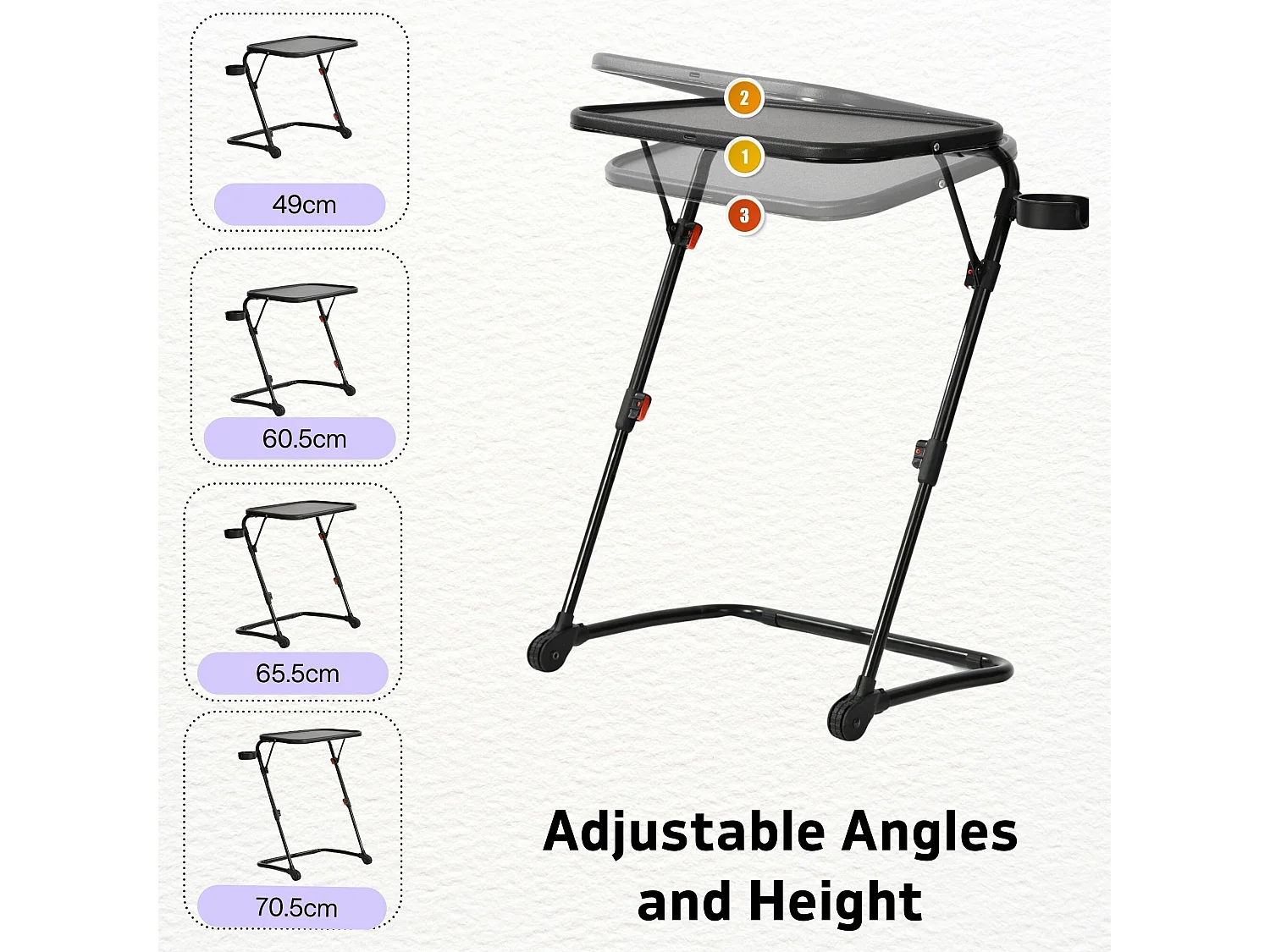 Urban Meuble Table de Maquillage Pliante Noire, Table de Chevet, Design Moderne, Métal Léger, Polyvalente et Gain de Place