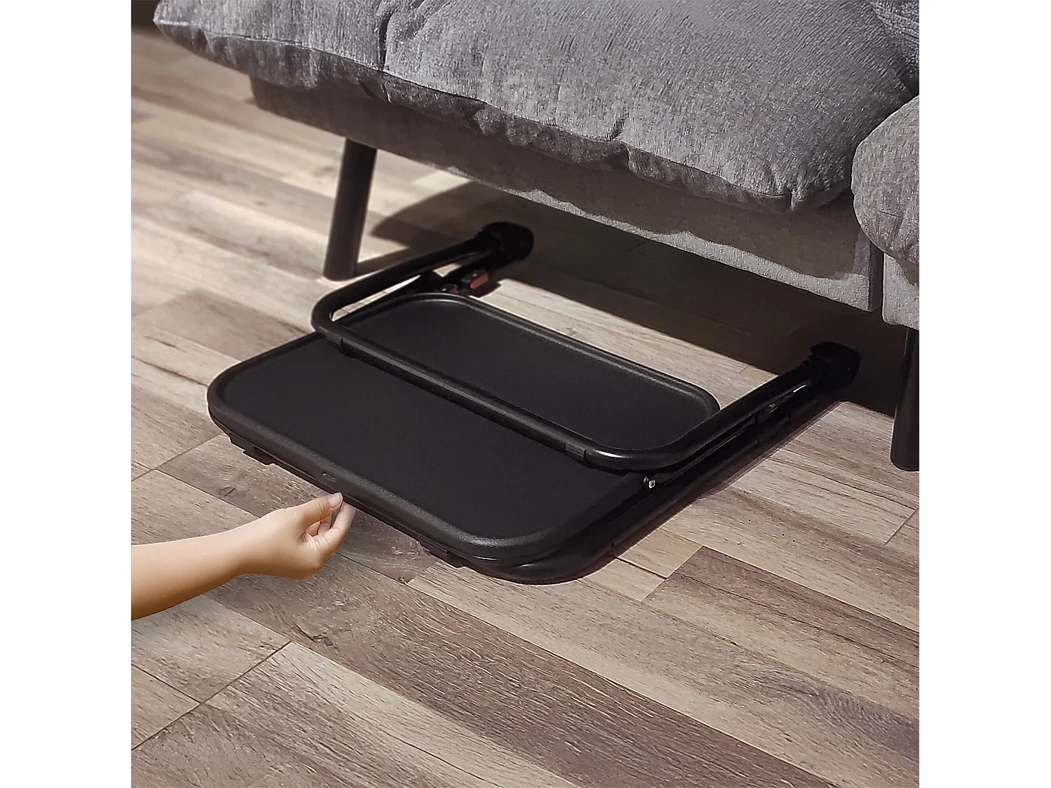 Urban Meuble Table de Maquillage Pliante Noire, Table de Chevet, Design Moderne, Métal Léger, Polyvalente et Gain de Place