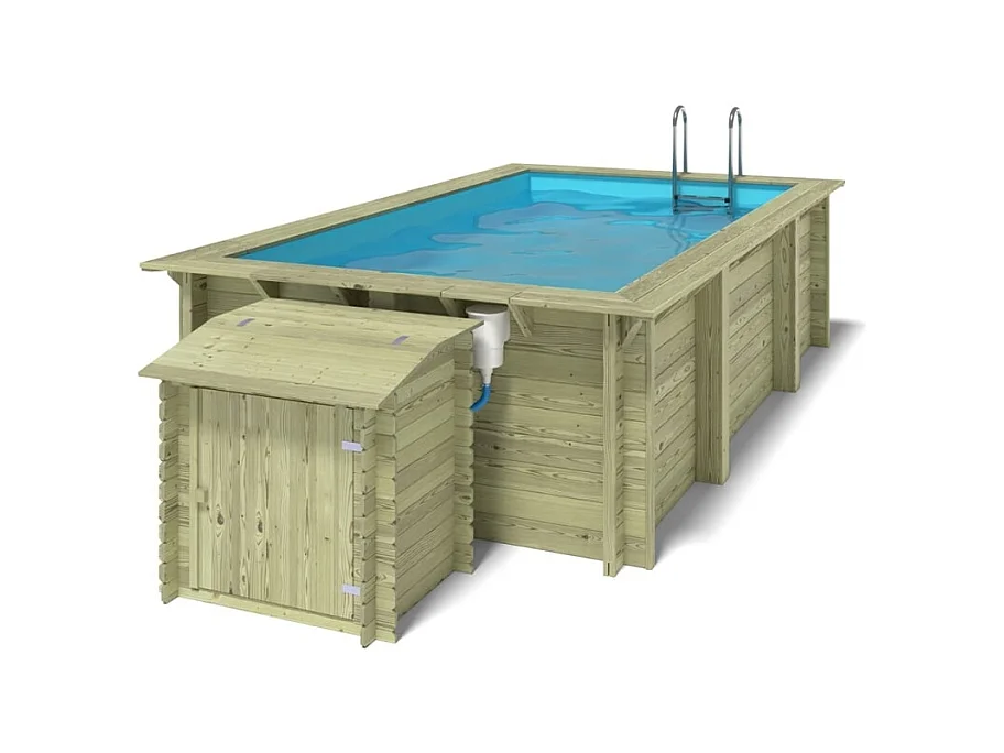 Piscine en bois Aqua 4.65x2.85 - H.1.24 m cadre en métal, sans dalle béton - BAS7306OSPU+SZA - ALTANKA
