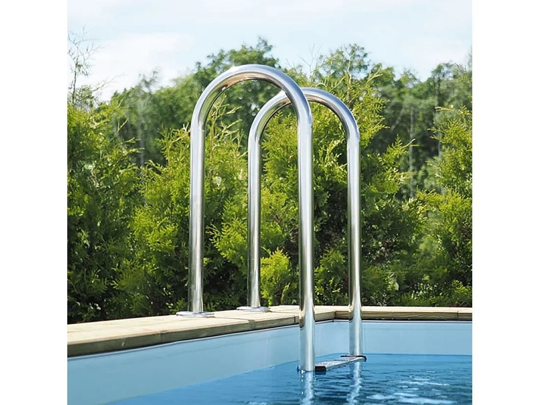 Piscine en bois AQUA 7 x 3.75 - H.1.45 m, bleu pâle, cadre en métal - sans dalle - BAS7308OSPU - ALTANKA