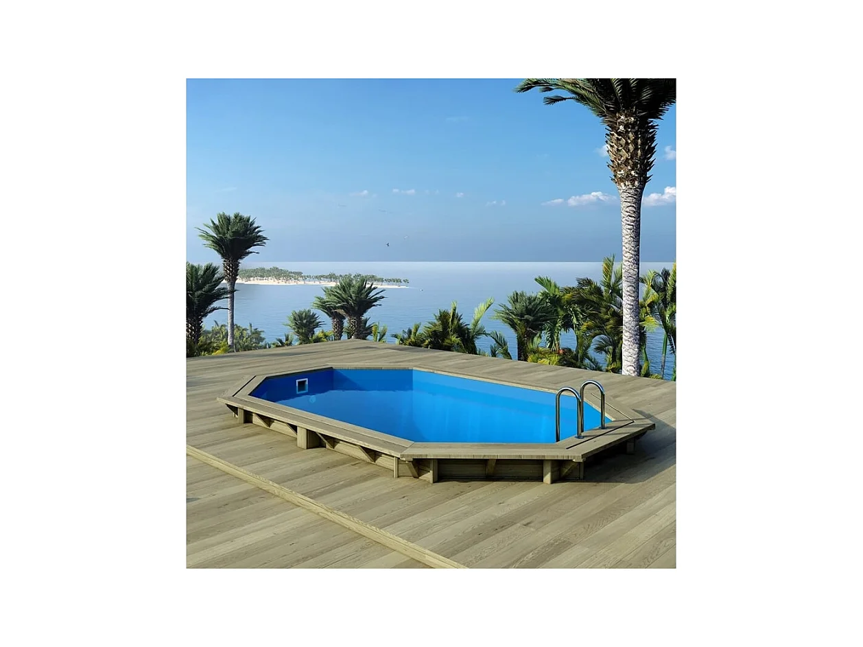 Piscina in legno Nemo 4.3x3.00 - H.1.18 m fissate su calcestruzzo esistente - BAS7302OSPL+SZA - ALTANKA