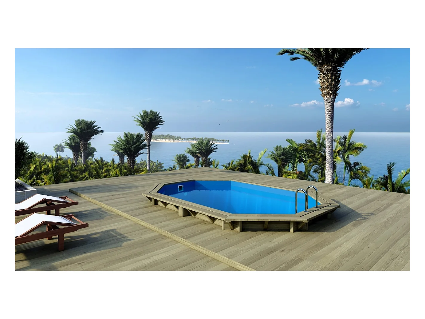 Piscine en bois Nemo 4.3x3 - H.1.18 m fixations à visser - BAS7302OSPL+SZA - ALTANKA