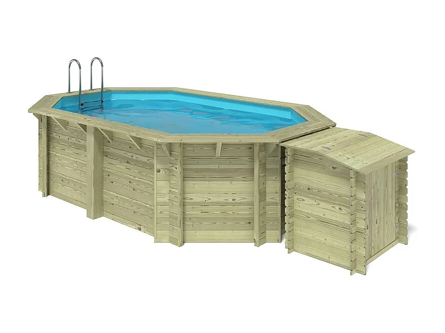 Piscina in legno Nemo 4.3x3 - H.1.18 m fissate su calcestruzzo esistente - BAS7302OSPL+SZA - ALTANKA