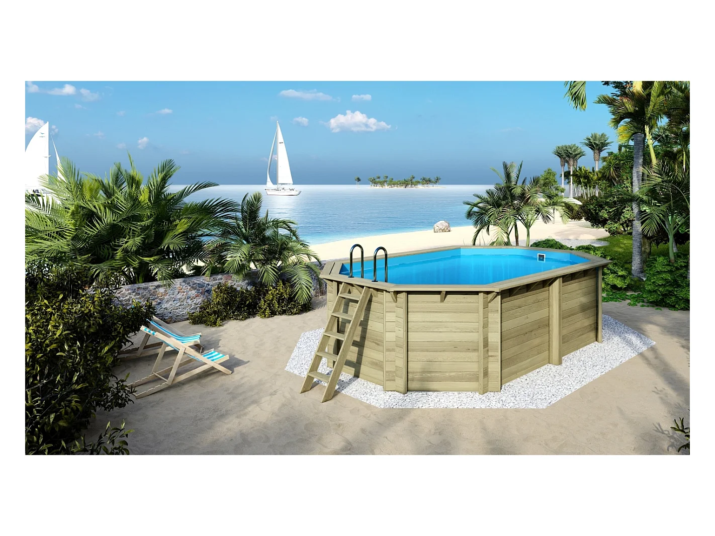 Piscine en bois Nemo 5.79x3.49 - H.1.45 m cadre en métal, sans dalle béton - BAS7304OSPU - ALTANKA