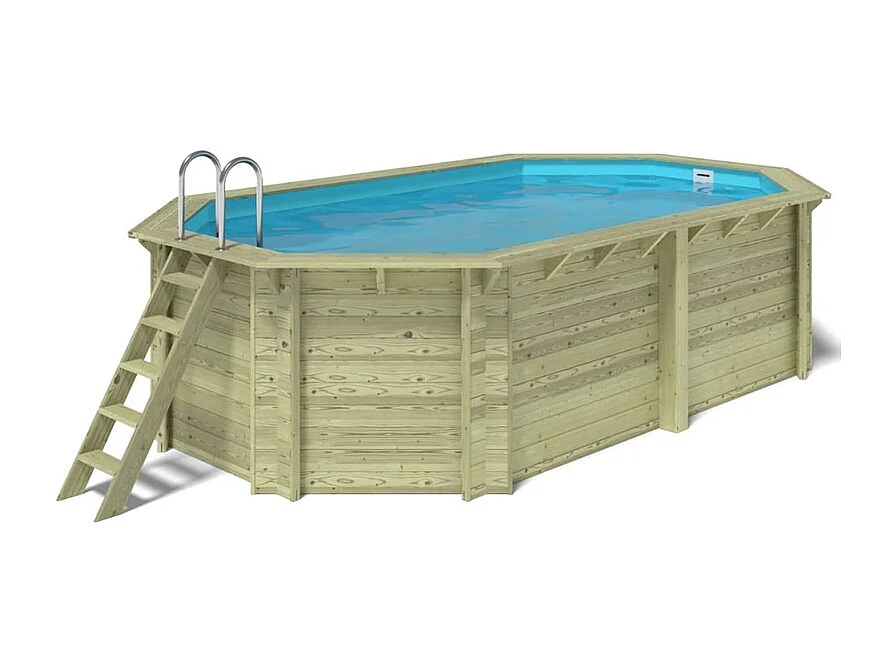 Piscina in legno Nemo 5.79x3.49 - H.1.45 m su telaio senza cementazione - BAS7304OSPU - ALTANKA