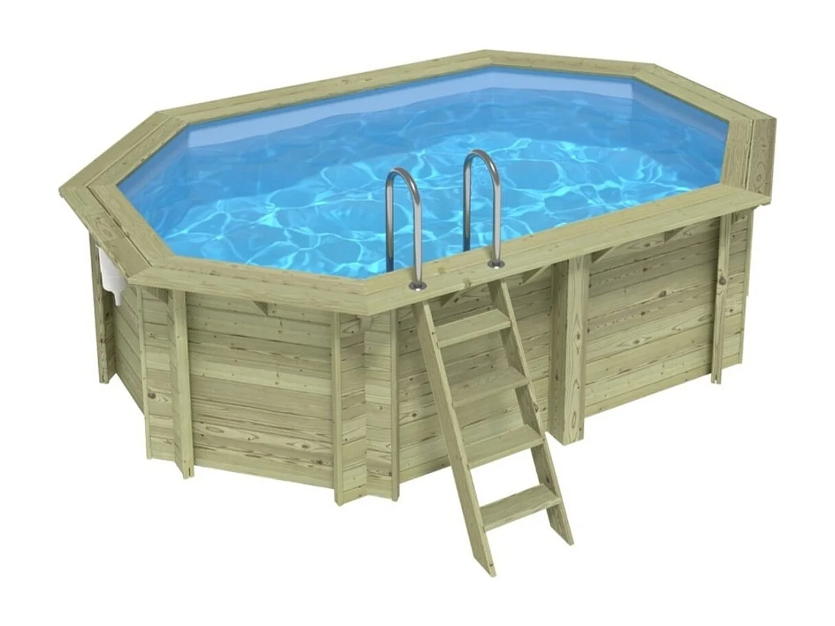 Piscina in legno NEMO 4.3 x 3 - H.1.18 m, azzurro chiaro, Su telaio - senza cementazione - BAS7302OSPU - ALTANKA