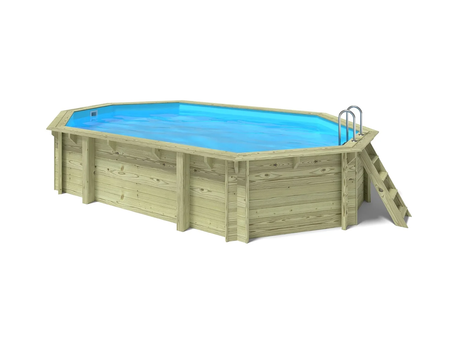Piscina in legno  6.57x4.07 - H.1.20 m su telaio senza cementazione - BAS748OSPU+SZA - ALTANKA