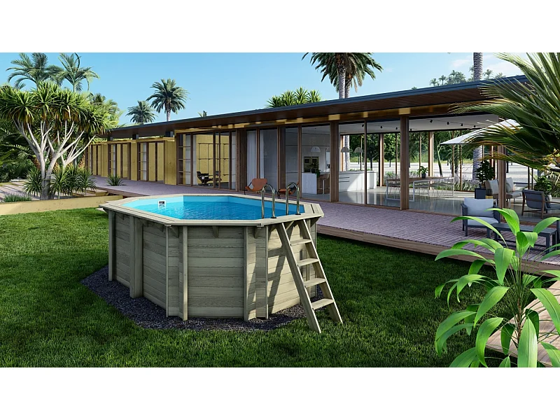 Piscine en bois Nemo 4.3x3 - H.1.31 m fixations à visser - BAS7303OSPL+SZA - ALTANKA