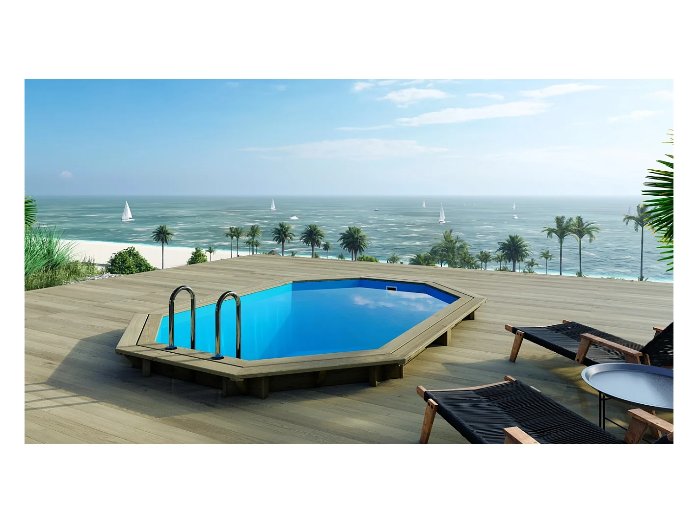 Piscine en bois Nemo 4.3x3 - H.1.31 m cadre en métal, sans dalle béton - BAS7303OSPU+SZA - ALTANKA