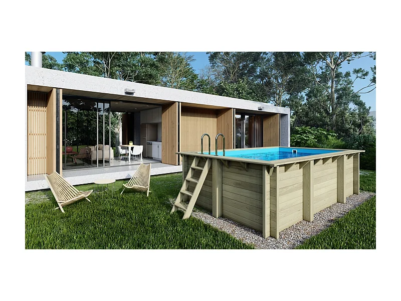 Piscine en bois Aqua 4.65x2.85 - H.1.24 m fixations à visser - BAS7306OSPL - ALTANKA