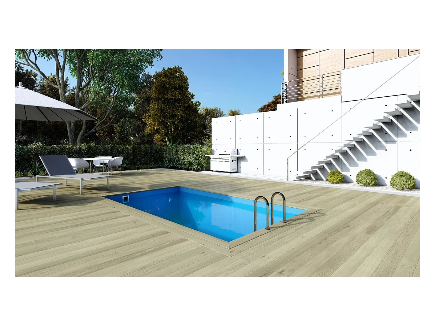 Piscine en bois Aqua 4.65x2.85 - H.1.24 m fixations à visser - BAS7306OSPL - ALTANKA