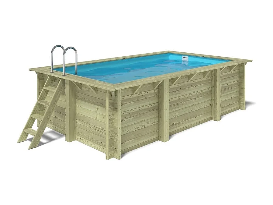 Piscina in legno Aqua 4.65x2.85 - H.1.24 m fissate su calcestruzzo esistente - BAS7306OSPL - ALTANKA