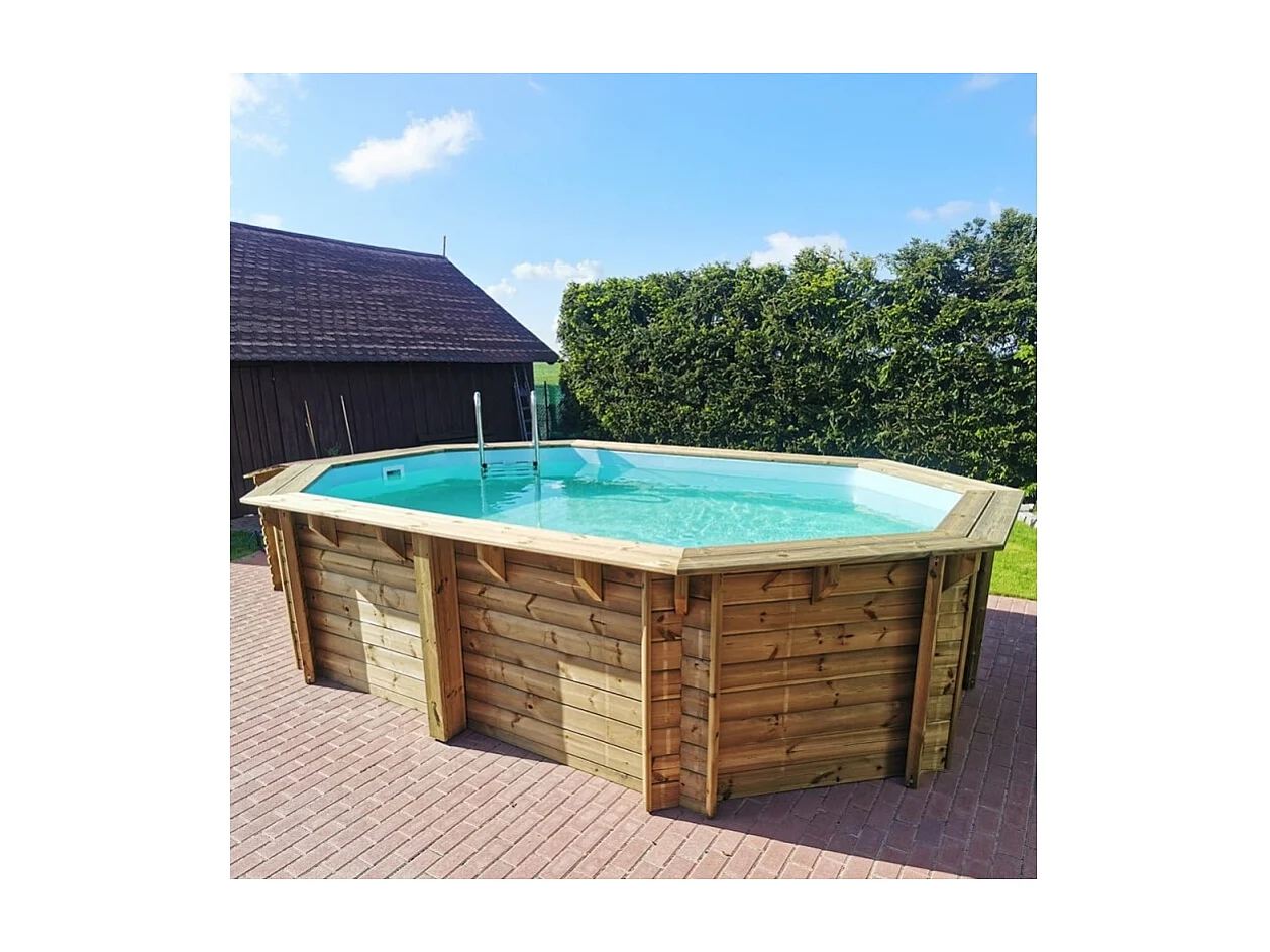 Piscina in legno Nemo 4.3x3 - H.1.18 m fissate su calcestruzzo esistente - BAS7302OSPL - ALTANKA