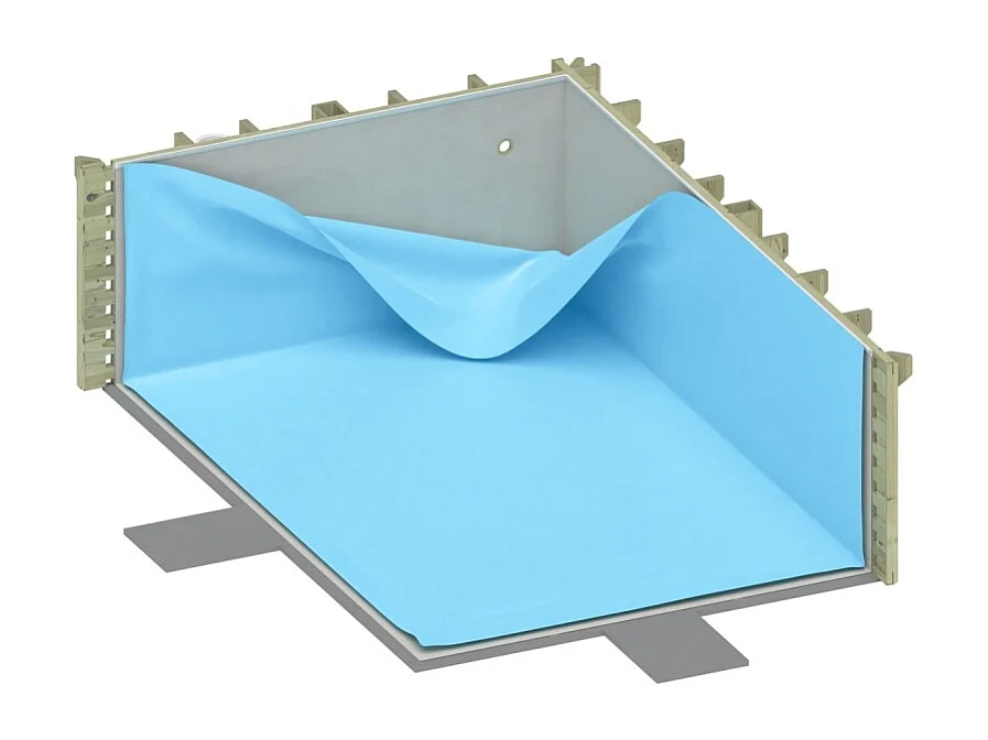 Piscina in legno NEMO 4.3 x 3 - H.1.18 m, azzurro chiaro, con supporti fissati al calcestruzzo - BAS7302OSPL - ALTANKA