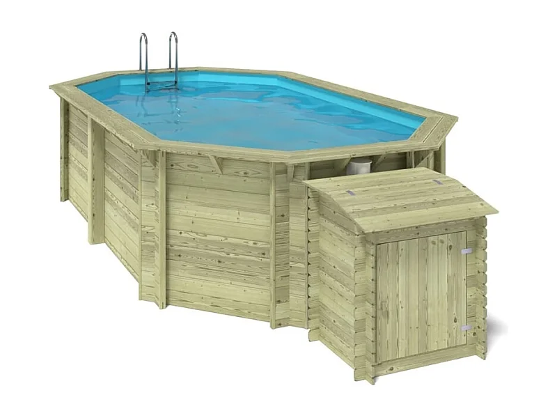 Piscine en bois Nemo 5.79x3.49 - H.1.45 m cadre en métal, sans dalle béton - BAS7304OSPU+SZA - ALTANKA