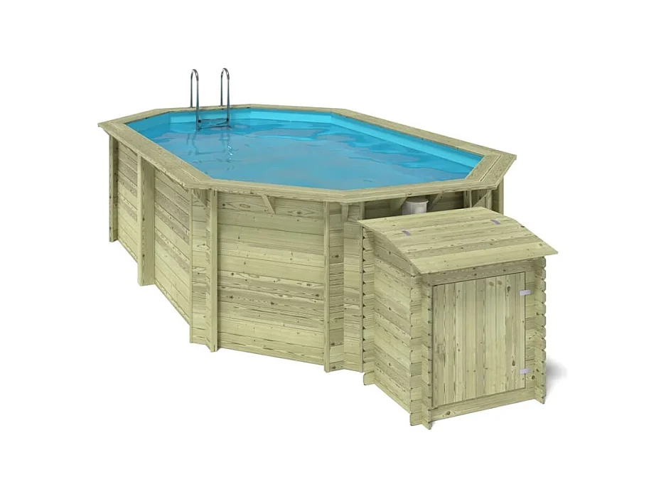 Piscine en bois Nemo 5.79x3.49 - H.1.45 m cadre en métal, sans dalle béton - BAS7304OSPU+SZA - ALTANKA