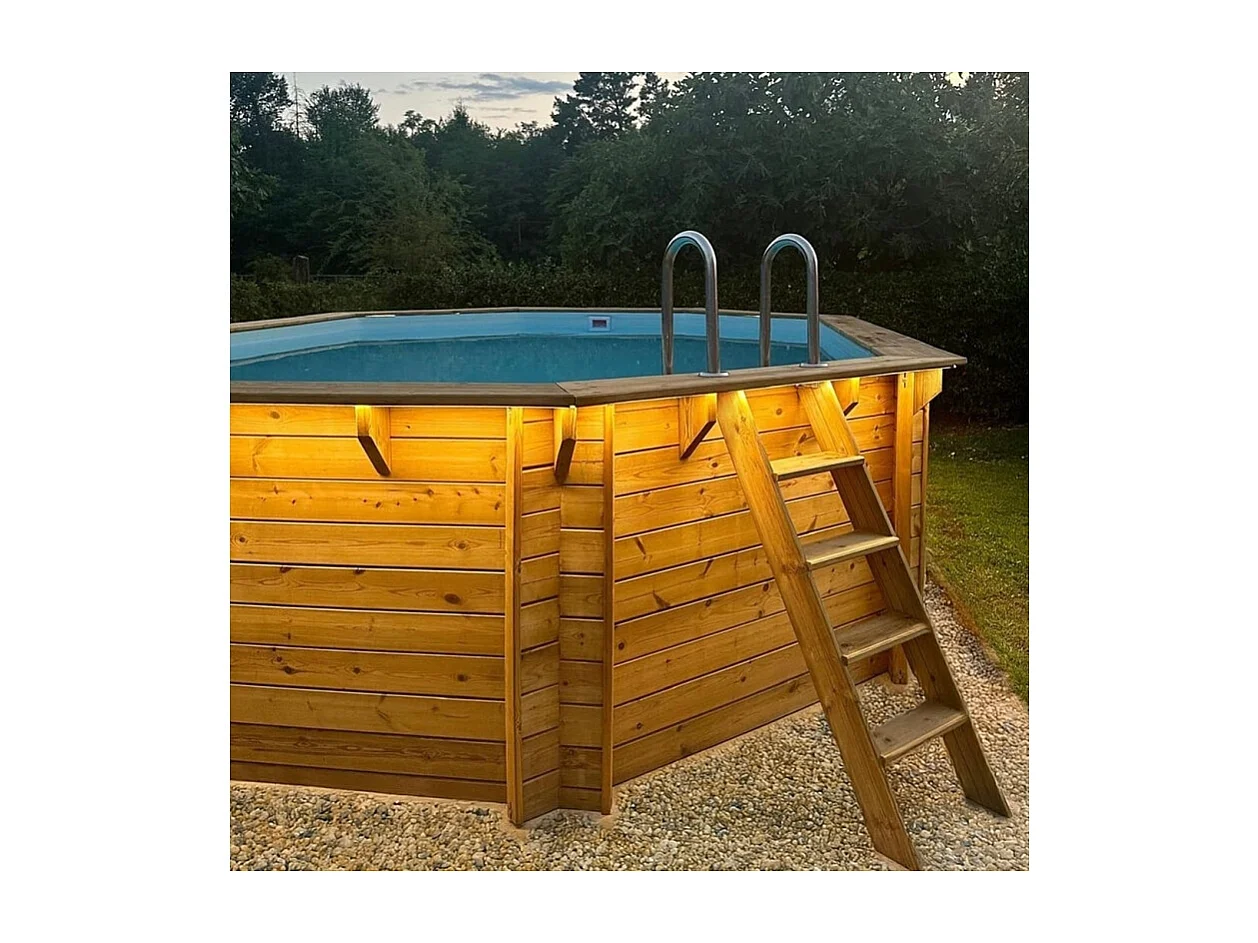 Piscina in legno Nemo 5.79x3.49 - H.1.45 m su telaio senza cementazione - BAS7304OSPU+SZA - ALTANKA