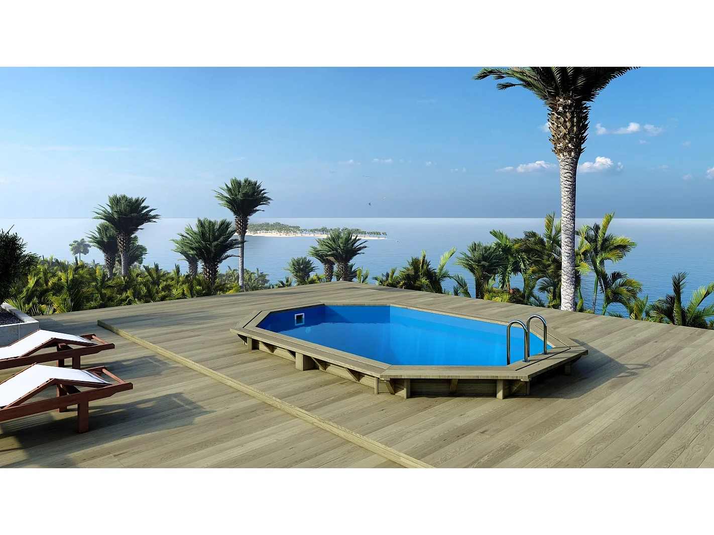 Piscina in legno Nemo 4.3x3 - H.1.18 m su telaio senza cementazione - BAS7302OSPU+SZA - ALTANKA