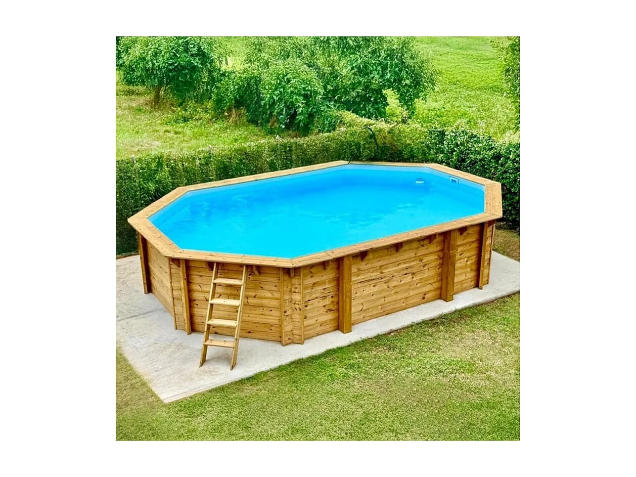 Piscine en bois Nemo 7.3x3.97 - H.1.45 m cadre en métal, sans dalle béton - BAS7305OSPU+SZA - ALTANKA
