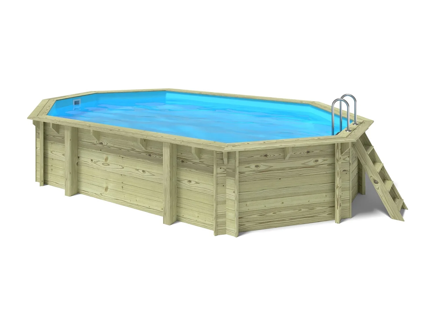Piscina in legno  6.57x4.07 - H.1.2 m fissate su calcestruzzo esistente - BAS748OSPL+SZA - ALTANKA