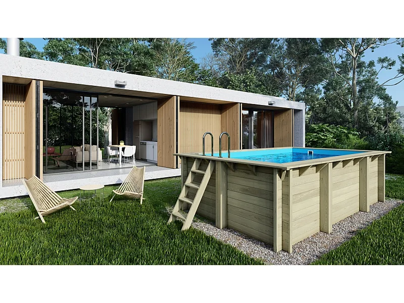 Piscine en bois Aqua 4.65x2.85 - H.1.24 m cadre en métal, sans dalle béton - BAS7306OSPU - ALTANKA