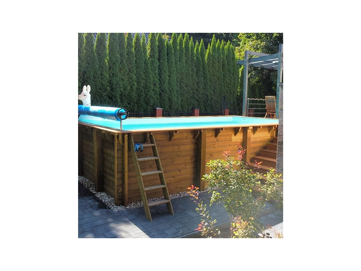 Piscina in legno Aqua 4.65x2.85 - H.1.24 m su telaio senza cementazione - BAS7306OSPU - ALTANKA