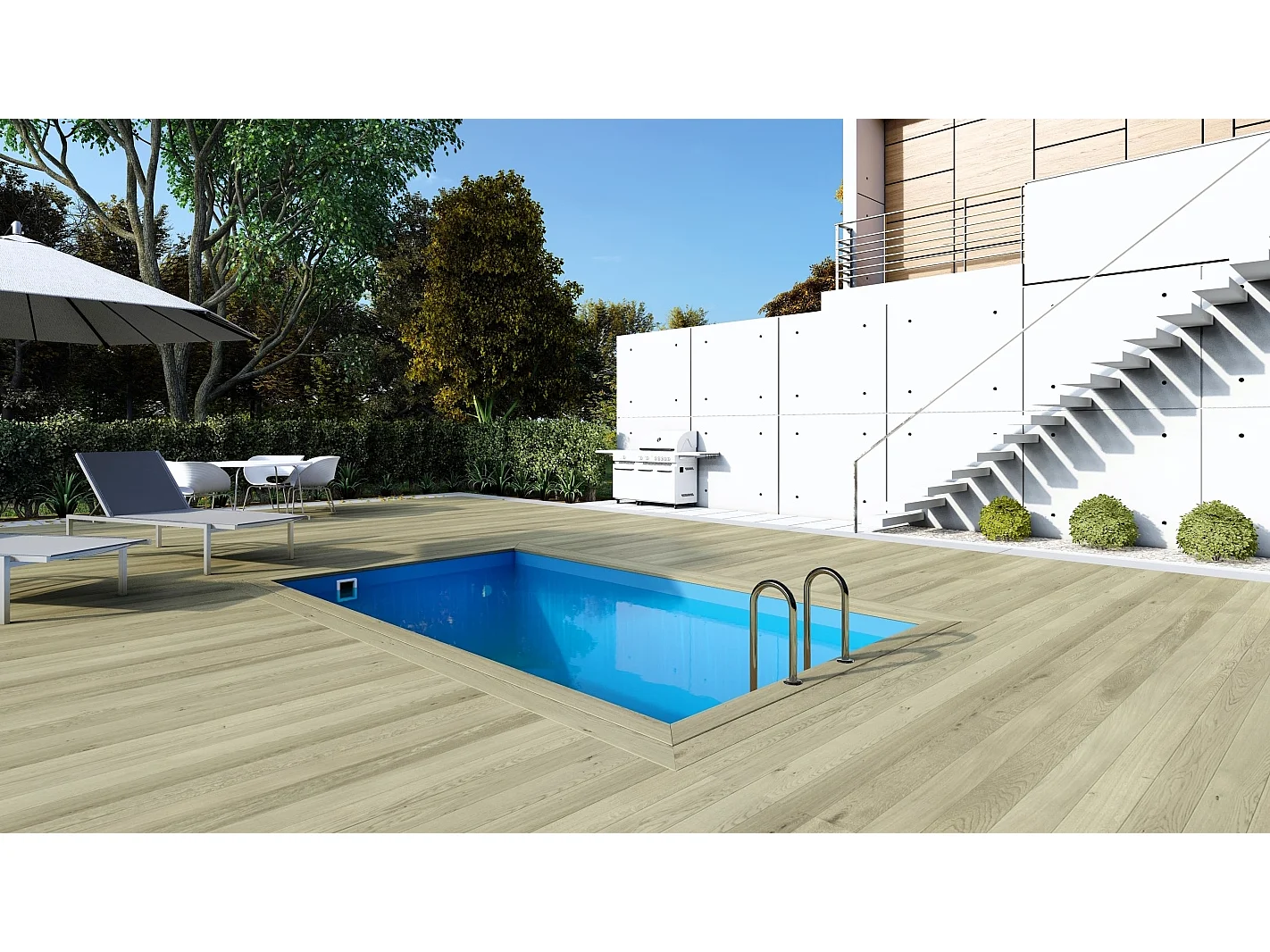 Piscina in legno Aqua 4.65x2.85 - H.1.24 m su telaio senza cementazione - BAS7306OSPU - ALTANKA