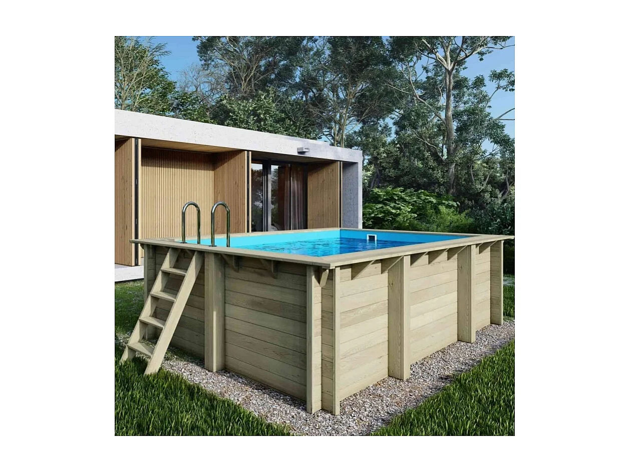 Piscine en bois AQUA 4.65x2.85 - H.1.24 m cadre en métal, sans dalle béton - BAS7306OSPU - ALTANKA