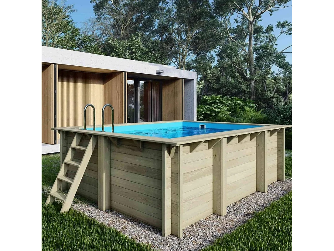 Piscina in legno AQUA 4.65x2.85 - H.1.24 m su telaio senza cementazione - BAS7306OSPU - ALTANKA