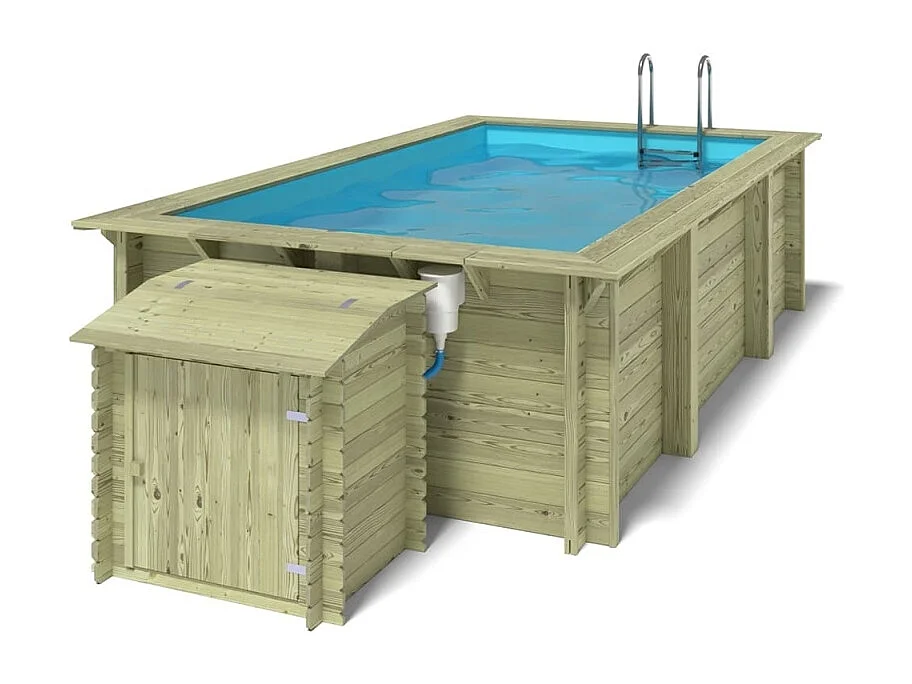 Piscina in legno Aqua 4.65x2.85 - H.1.24 m fissate su calcestruzzo esistente - BAS7306OSPL+SZA - ALTANKA