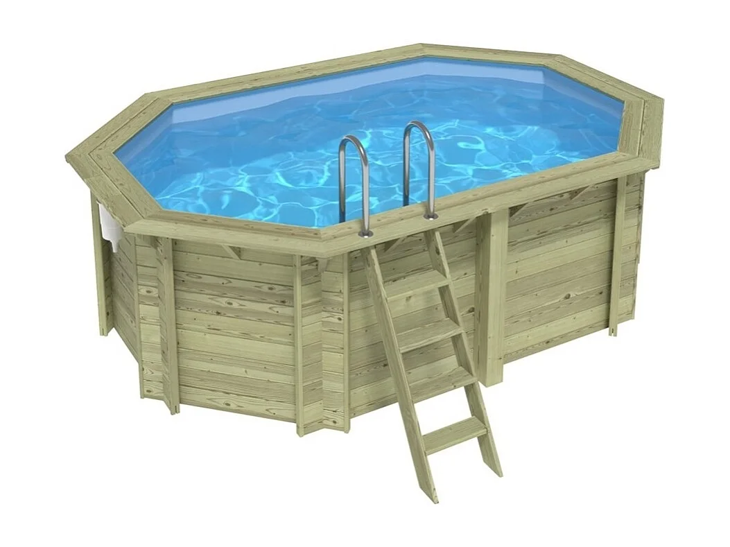Piscine en bois NEMO 4.3 x 3 - H.1.31 m, bleu pâle, fixations à visser - BAS7303OSPL - ALTANKA
