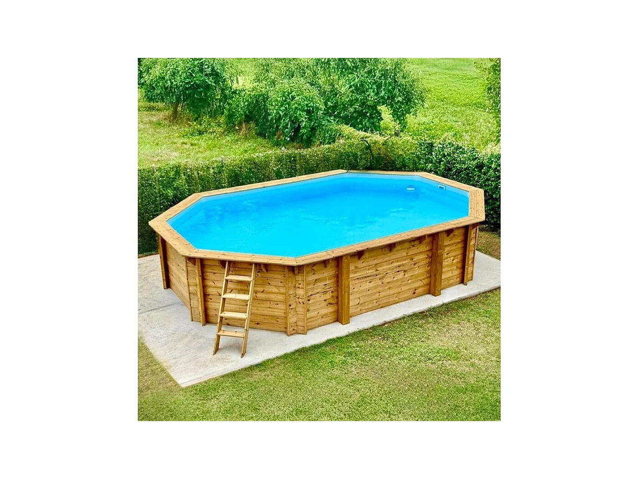 Piscine en bois Nemo 7.3x3.97 - H.1.45 m fixations à visser - BAS7305OSPL - ALTANKA