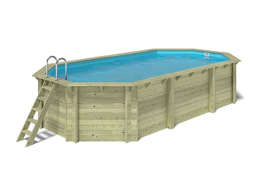 Piscina in legno Nemo 7.3x3.97 - H.1.45 m su telaio senza cementazione - BAS7305OSPU - ALTANKA