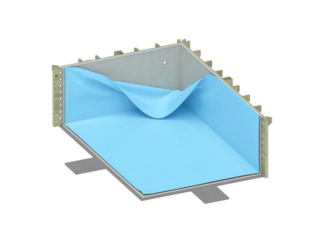 Piscina in legno NEMO 7.3 x 3.97 - H.1.45 m, azzurro chiaro, Su telaio - senza cementazione - BAS7305OSPU - ALTANKA