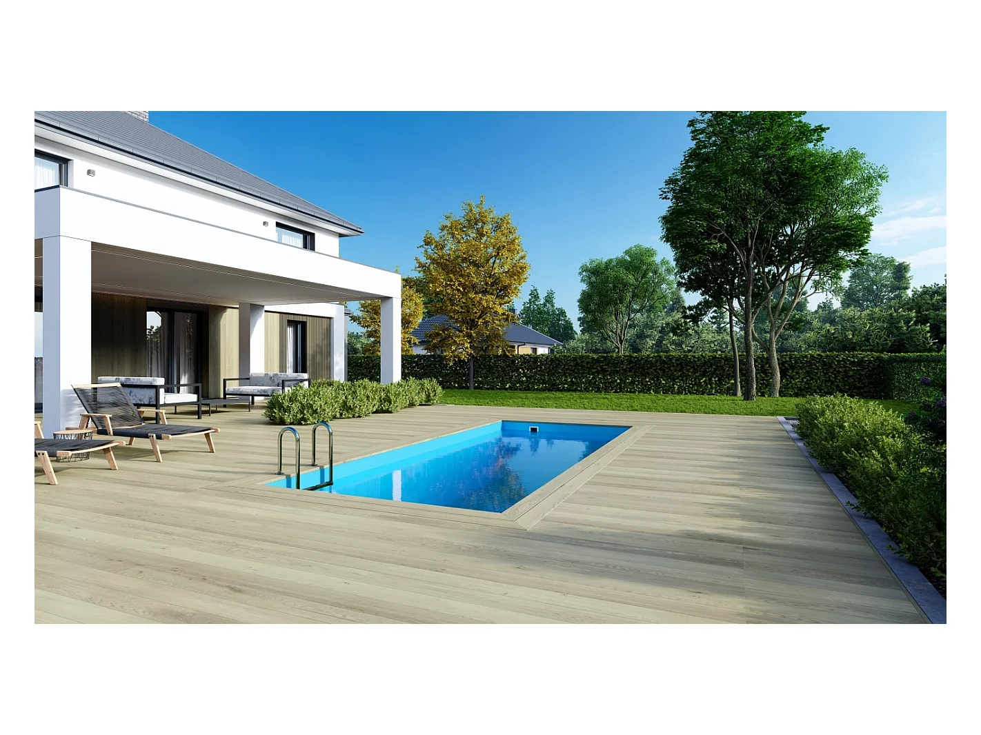 Piscine en bois Aqua 6.1x2.85 - H.1.31 m fixations à visser - BAS7307OSPL+SZA - ALTANKA