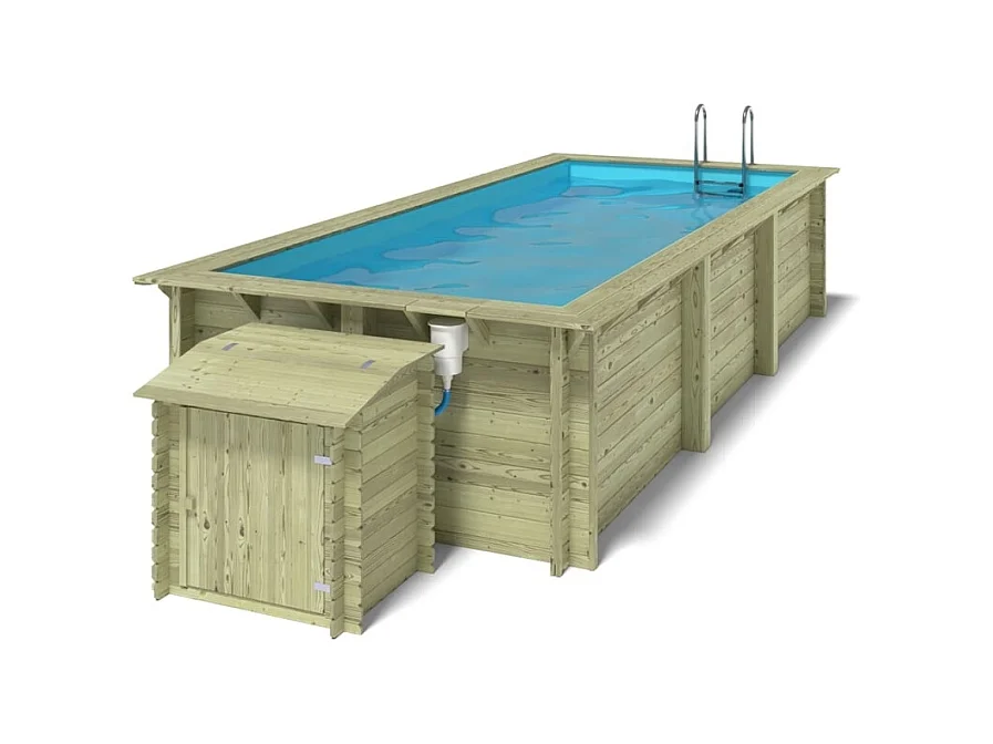 Piscine en bois Aqua 6.1x2.85 - H.1.31 m fixations à visser - BAS7307OSPL+SZA - ALTANKA