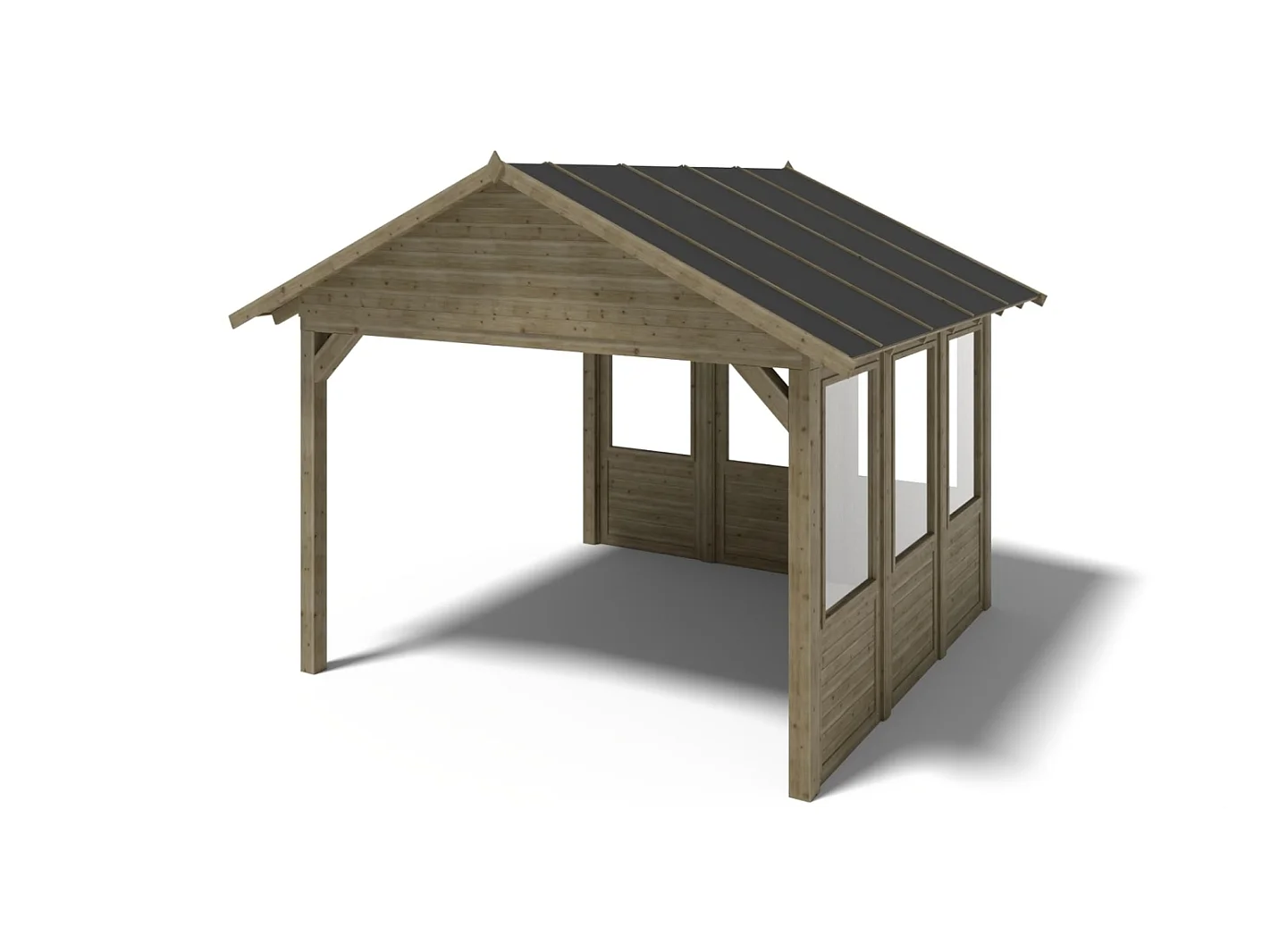 Gazebo da giardino in legno pergola 4.04x4.04 m con pannelli - Impregnata - ALT127 - ALTANKA